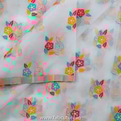 White Dyeable Organza Jacquard fabric