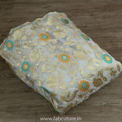 White Dyeable Organza Jacquard fabric