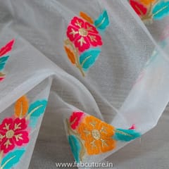 White Dyeable Organza Jacquard fabric