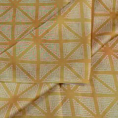 Mustard Colour Georgette Satin Bandhni Printed Fabric