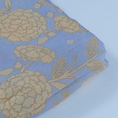 Sky Blue Pure Chinon Chiffon Digital Printed Fabric