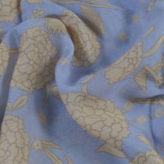 Sky Blue Pure Chinon Chiffon Digital Printed Fabric