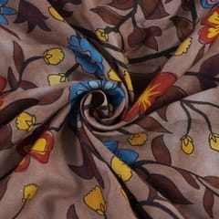 Light Brown Glace Cotton Digital Printed Fabric