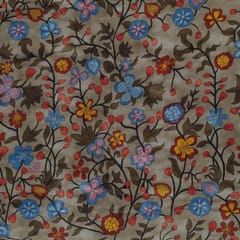 Beige Colour Glace Cotton Digital Printed Fabric