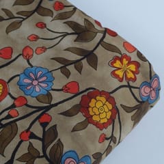 Beige Colour Glace Cotton Digital Printed Fabric