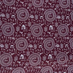 Maroon Colour Glace Cotton Digital Printed Fabric