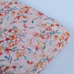 Pink Colour Glace Cotton Digital Printed Fabric