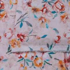 Pink Colour Glace Cotton Digital Printed Fabric