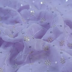 Mauve Colour Georgette Embroidered Fabric