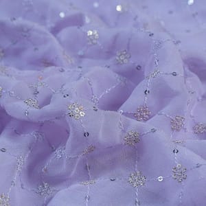 Mauve Colour Georgette Embroidered Fabric