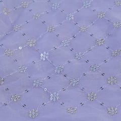 Mauve Colour Georgette Embroidered Fabric