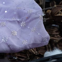 Mauve Colour Georgette Embroidered Fabric