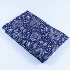 Blue Colour Glace Cotton Digital Printed Fabric
