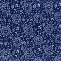 Blue Colour Glace Cotton Digital Printed Fabric