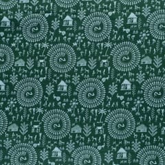 Green Colour Glace Cotton Digital Printed Fabric