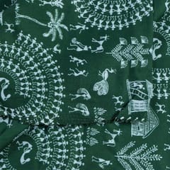 Green Colour Glace Cotton Digital Printed Fabric