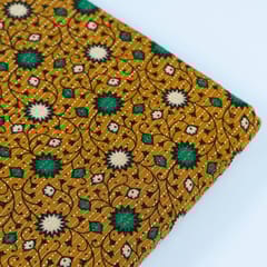 Mustard Colour Kantha Dobbi Ajarakh Printed Fabric