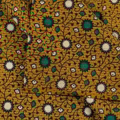 Mustard Colour Kantha Dobbi Ajarakh Printed Fabric