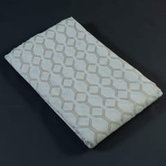 Off White Slub Cotton Khadi n Gold Printed Fabric