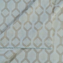 Off White Slub Cotton Khadi n Gold Printed Fabric