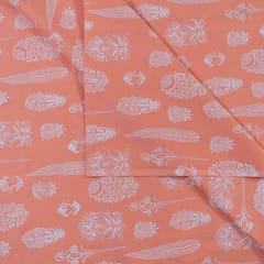Peach Cotton Amaya Khadi Printed Fabric
