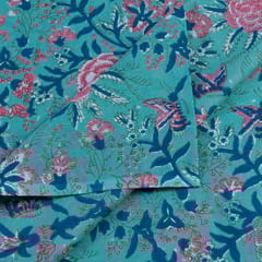 Firozi Cotton Cambric Screen Printed Fabric