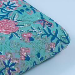 Firozi Cotton Cambric Screen Printed Fabric