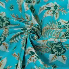 Firozi Cotton Cambric Screen Printed Fabric