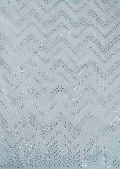 White Dyeable Georgette Faux Mirror Embroidered Fabric