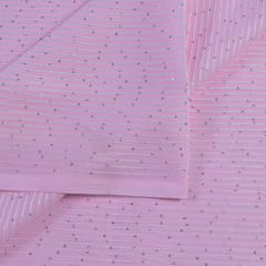 Pink Colour Georgette Thread With Sequins Embroidered Fabric