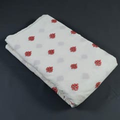 Red Colour Cotton Embroidered Fabric