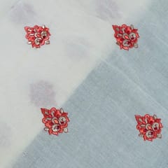 Red Colour Cotton Embroidered Fabric