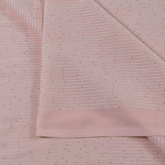 Peach Colour Georgette Thread With Sequins Embroidered Fabric