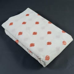 Orange Colour Cotton Embroidered Fabric