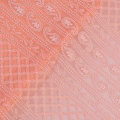 Peach Colour Georgette Chikan Embroidery fabric