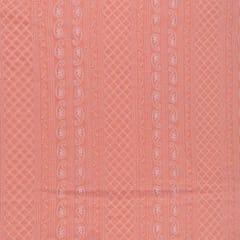 Peach Colour Georgette Chikan Embroidery fabric