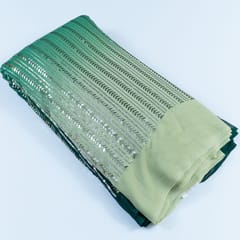 Green Colour Ombre Georgette Sequins Embroidered Fabric