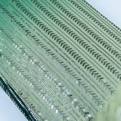 Green Colour Ombre Georgette Sequins Embroidered Fabric