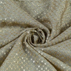 Sage Green Colour Chinon Chiffon Sequins Embroidered Fabric