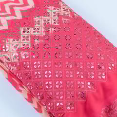 Rani Colour Georgette Sequins Embroidery With Digital Print fabric