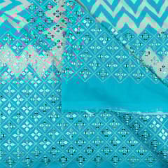 Firozi Colour Georgette Sequins Embroidery With Digital Print fabric