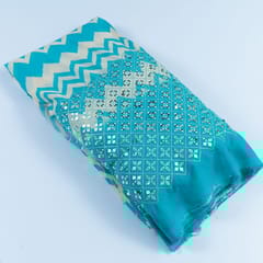 Firozi Colour Georgette Sequins Embroidery With Digital Print fabric