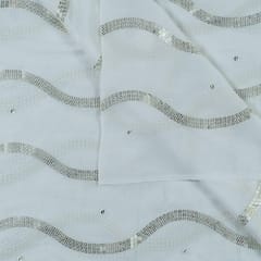 White Dyeable Georgette Sequins Embroidered Fabric