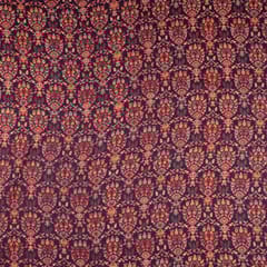 Wine Korian Satin Silk Digital Printed Fabric