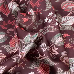 Brown Korian Satin Silk Digital Printed Fabric