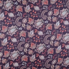 Wine Korian Satin Silk Digital Printed Fabric