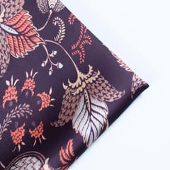 Wine Korian Satin Silk Digital Printed Fabric