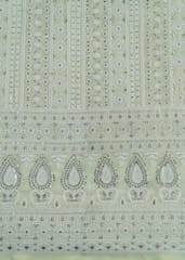 Lemon Colour Georgette Thread Embroidered Fabric