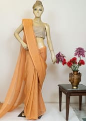 Peach Colour Crush Art Tissue Silk fabric