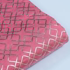 Gajree Colour Chanderi Gota Embroidered Fabric